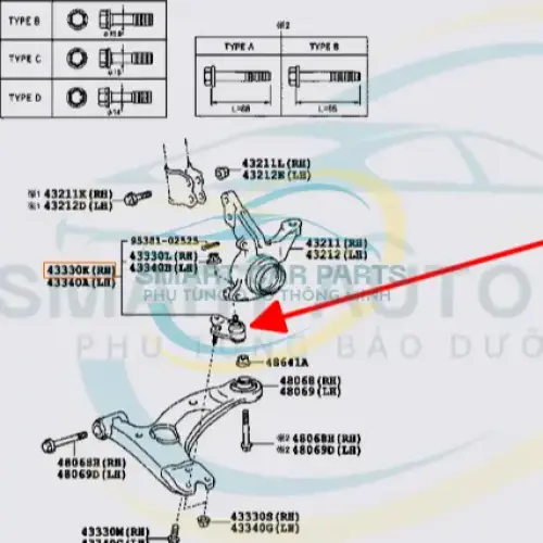 Rotuyn trụ dưới- TOYOTA ALTIS,COROLLA 2007-2016