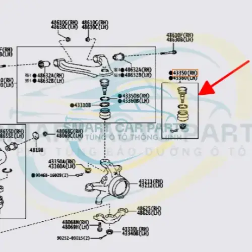 Rotuyn trụ trên - TOYOTA INNOVA,FORTUNER,HILUX 2004- 2016